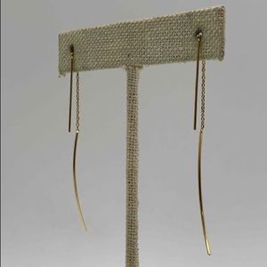 Modern bar gold thread earrings